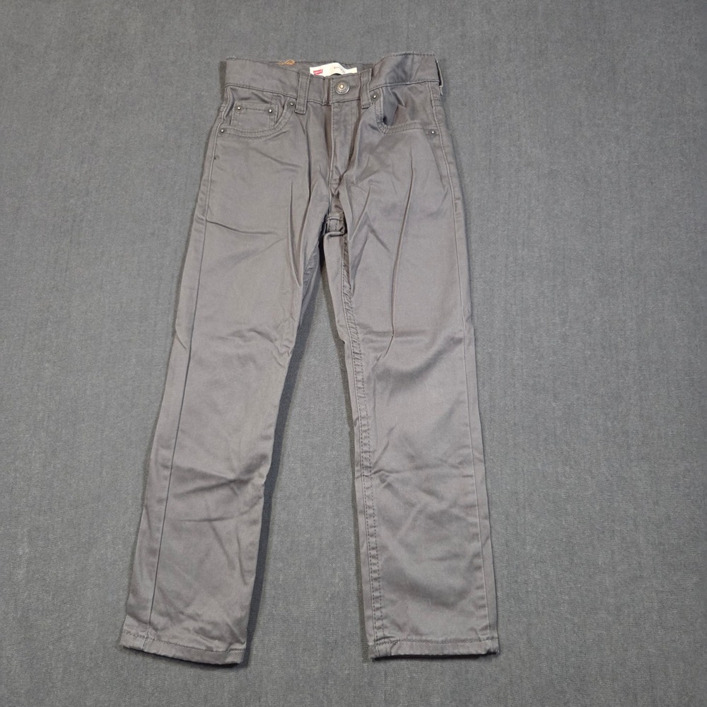 Levi's 511 Slim Pants Boys Size 6 Regular Grey Chino Trousers Adjustable Waist
